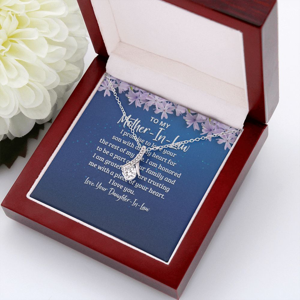 To My Mother-in-Law I Promise to Love Your Son Alluring Ribbon Necklace Message Card-Express Your Love Gifts