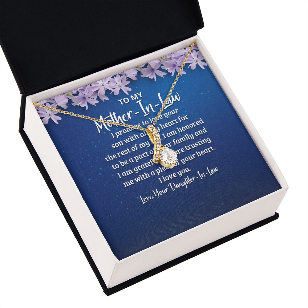 To My Mother-in-Law I Promise to Love Your Son Alluring Ribbon Necklace Message Card-Express Your Love Gifts