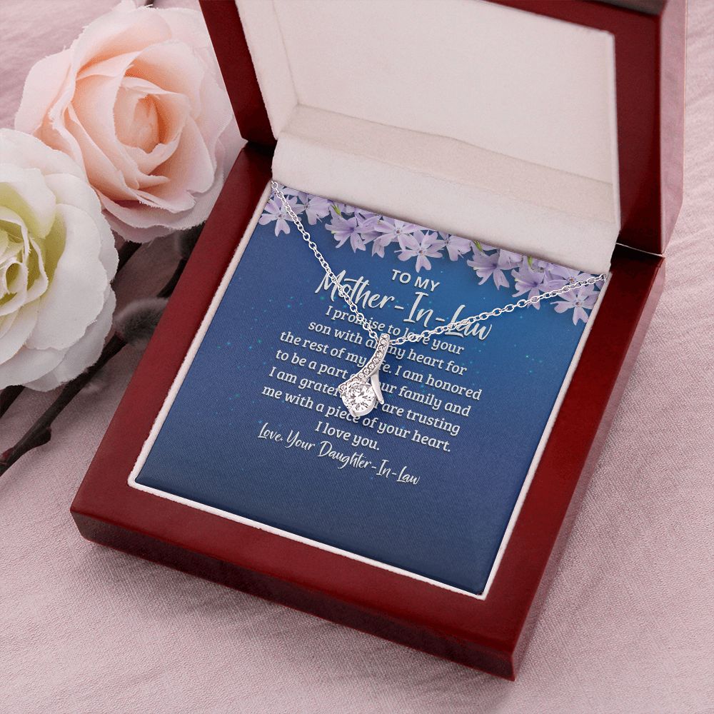 To My Mother-in-Law I Promise to Love Your Son Alluring Ribbon Necklace Message Card-Express Your Love Gifts