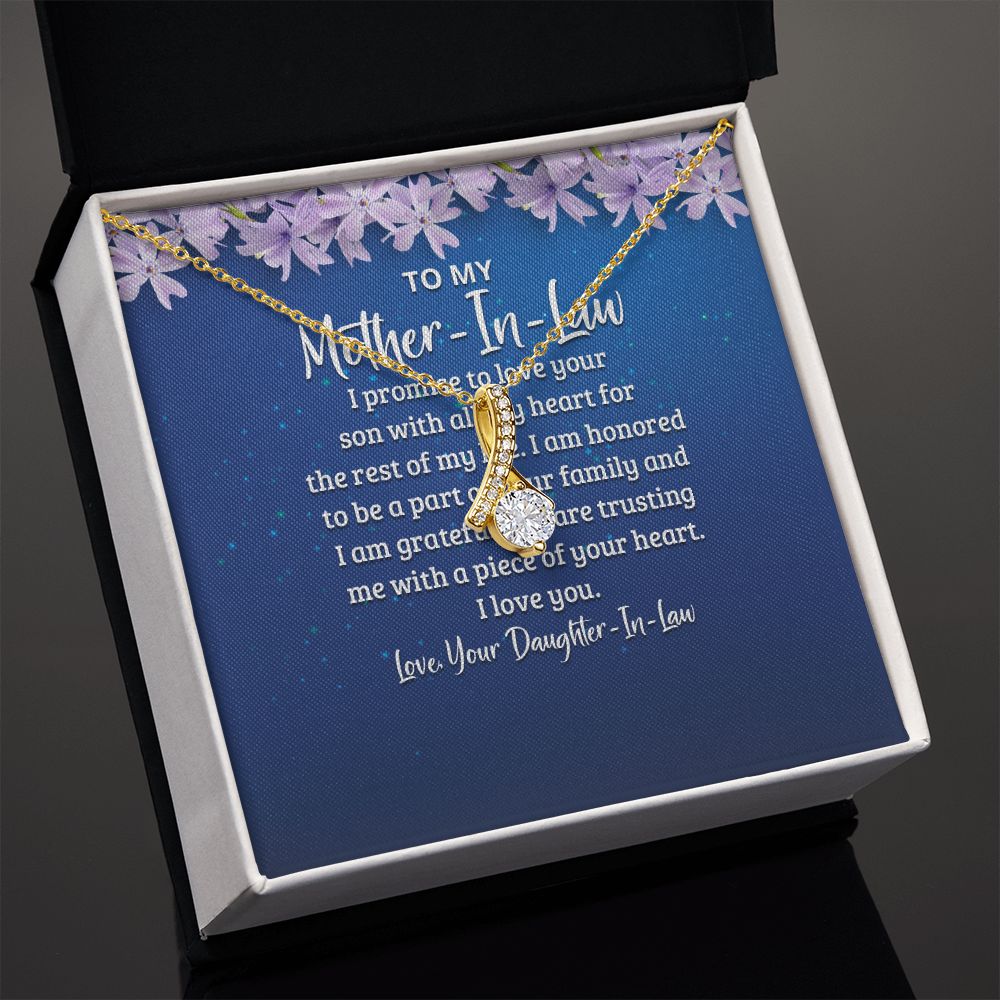 To My Mother-in-Law I Promise to Love Your Son Alluring Ribbon Necklace Message Card-Express Your Love Gifts