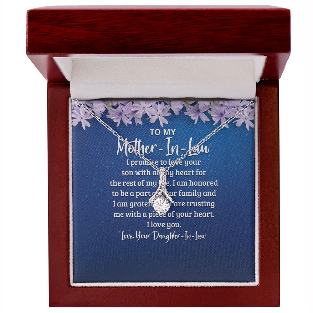 To My Mother-in-Law I Promise to Love Your Son Alluring Ribbon Necklace Message Card-Express Your Love Gifts