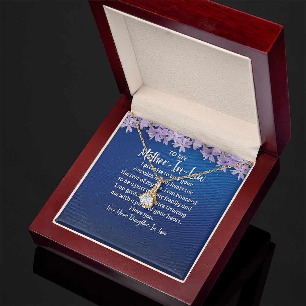 To My Mother-in-Law I Promise to Love Your Son Alluring Ribbon Necklace Message Card-Express Your Love Gifts