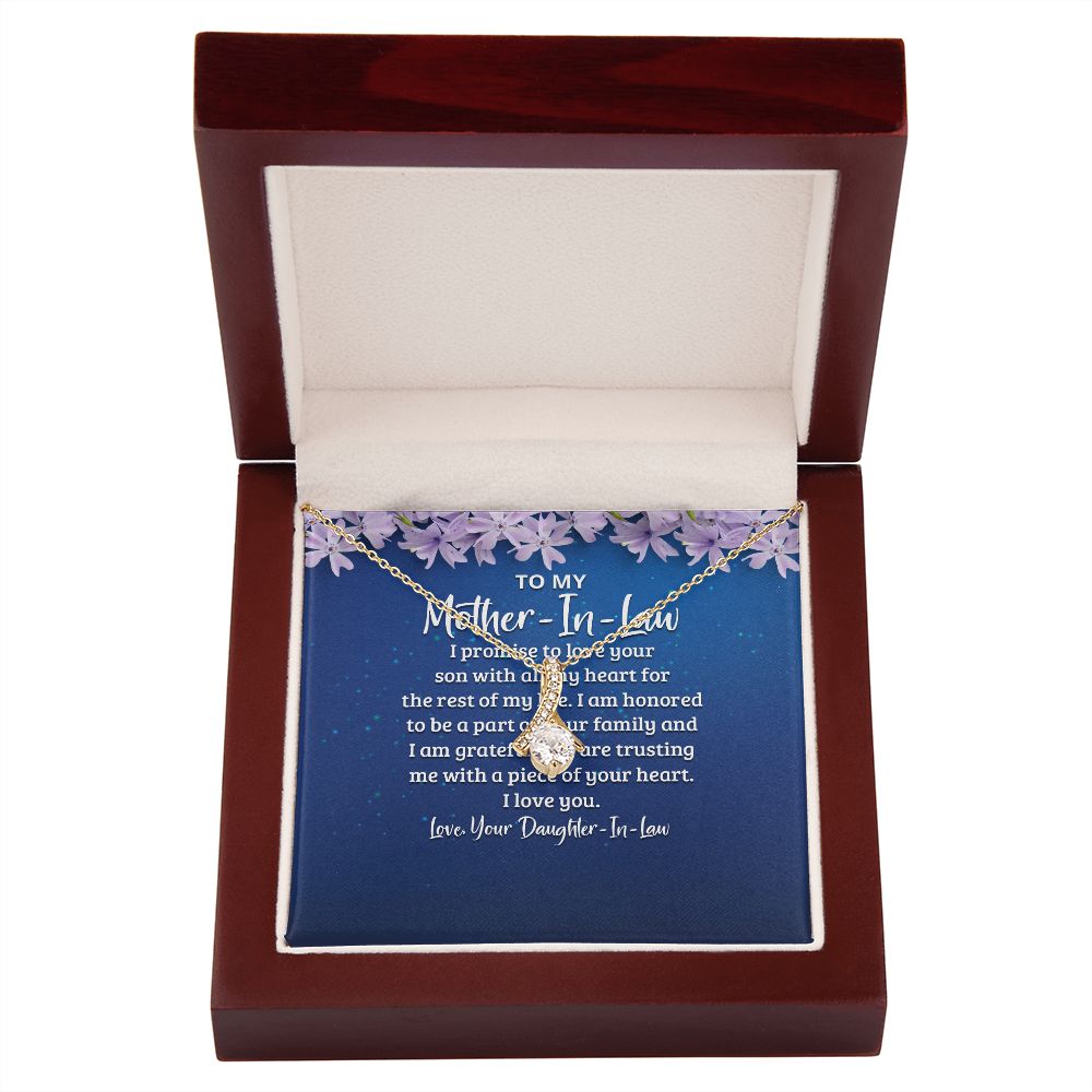 To My Mother-in-Law I Promise to Love Your Son Alluring Ribbon Necklace Message Card-Express Your Love Gifts