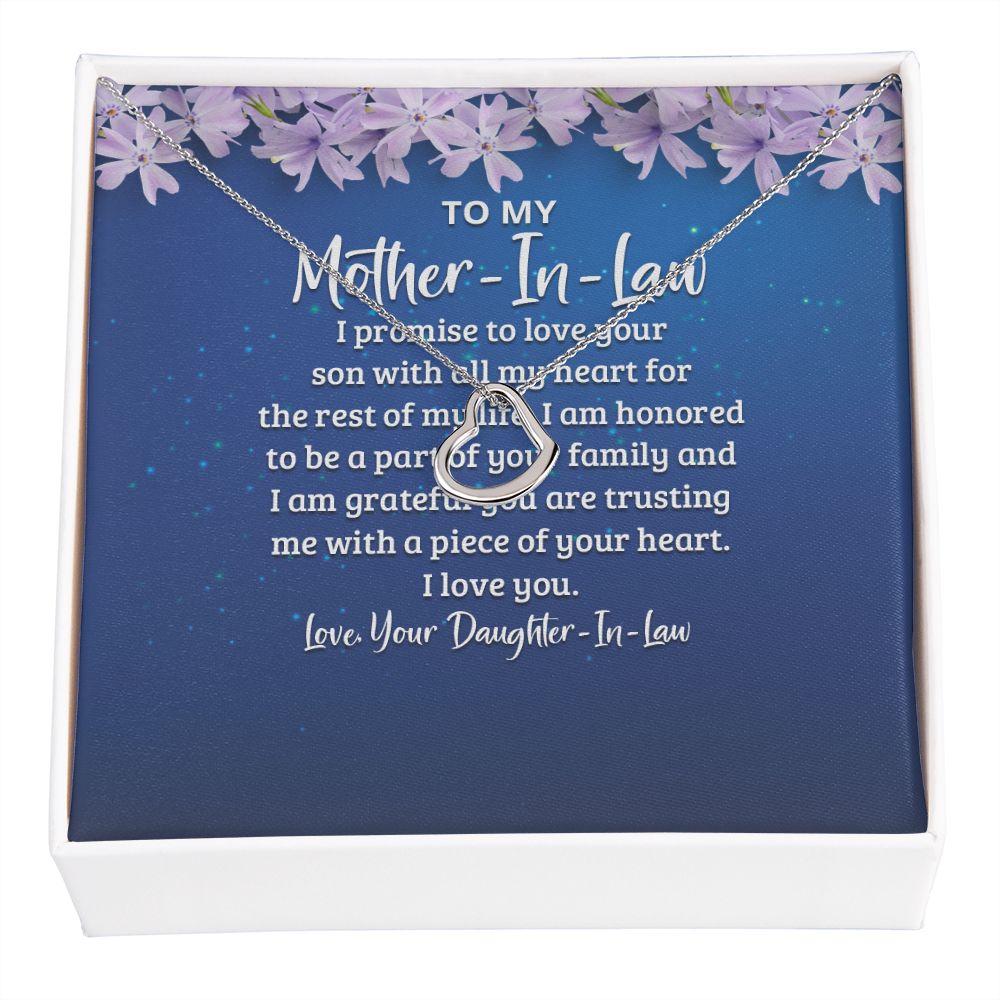 To My Mother-in-Law I Promise to Love Your Son Delicate Heart Necklace-Express Your Love Gifts