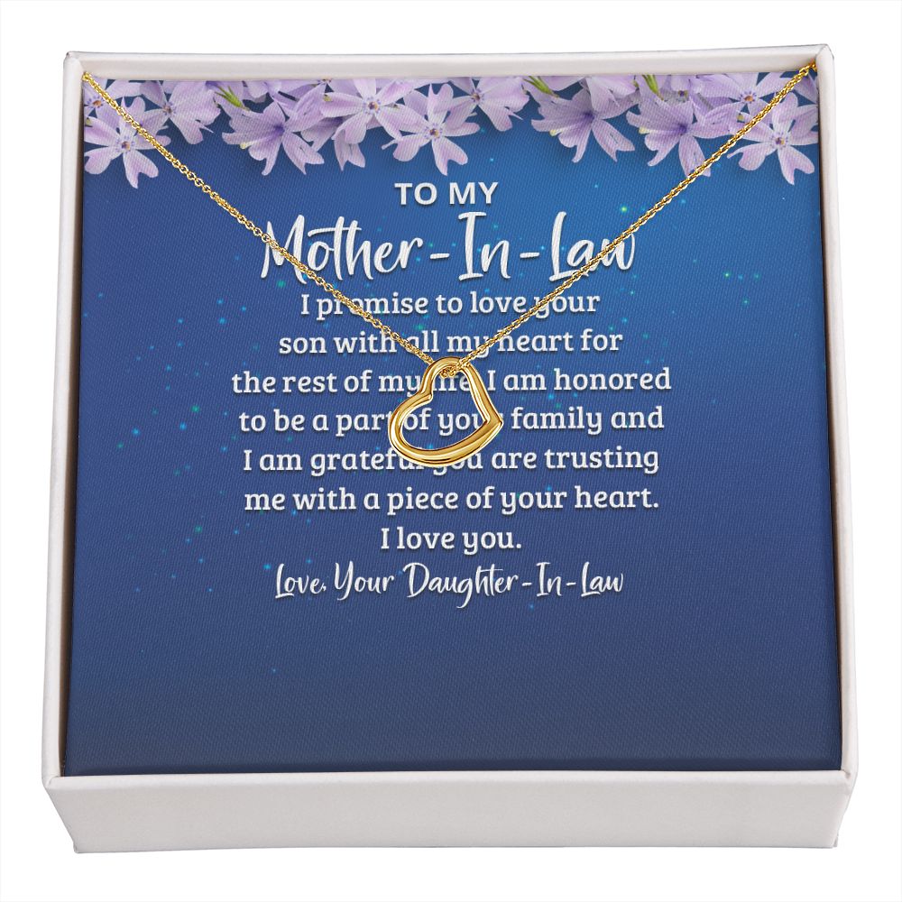 To My Mother-in-Law I Promise to Love Your Son Delicate Heart Necklace-Express Your Love Gifts