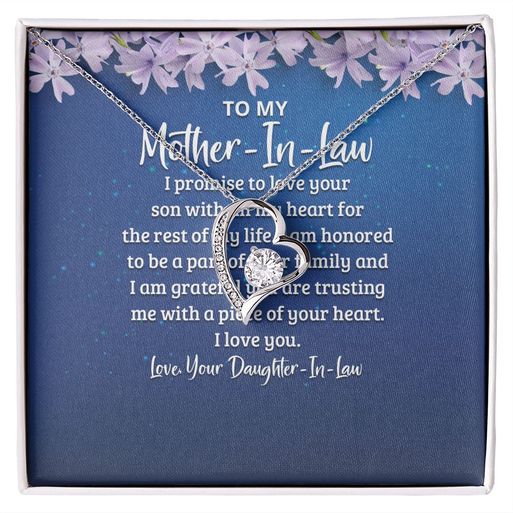 To My Mother-in-Law I Promise to Love Your Son Forever Necklace w Message Card-Express Your Love Gifts