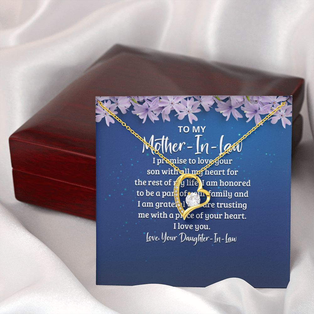 To My Mother-in-Law I Promise to Love Your Son Forever Necklace w Message Card-Express Your Love Gifts