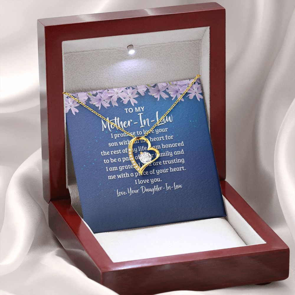 To My Mother-in-Law I Promise to Love Your Son Forever Necklace w Message Card-Express Your Love Gifts