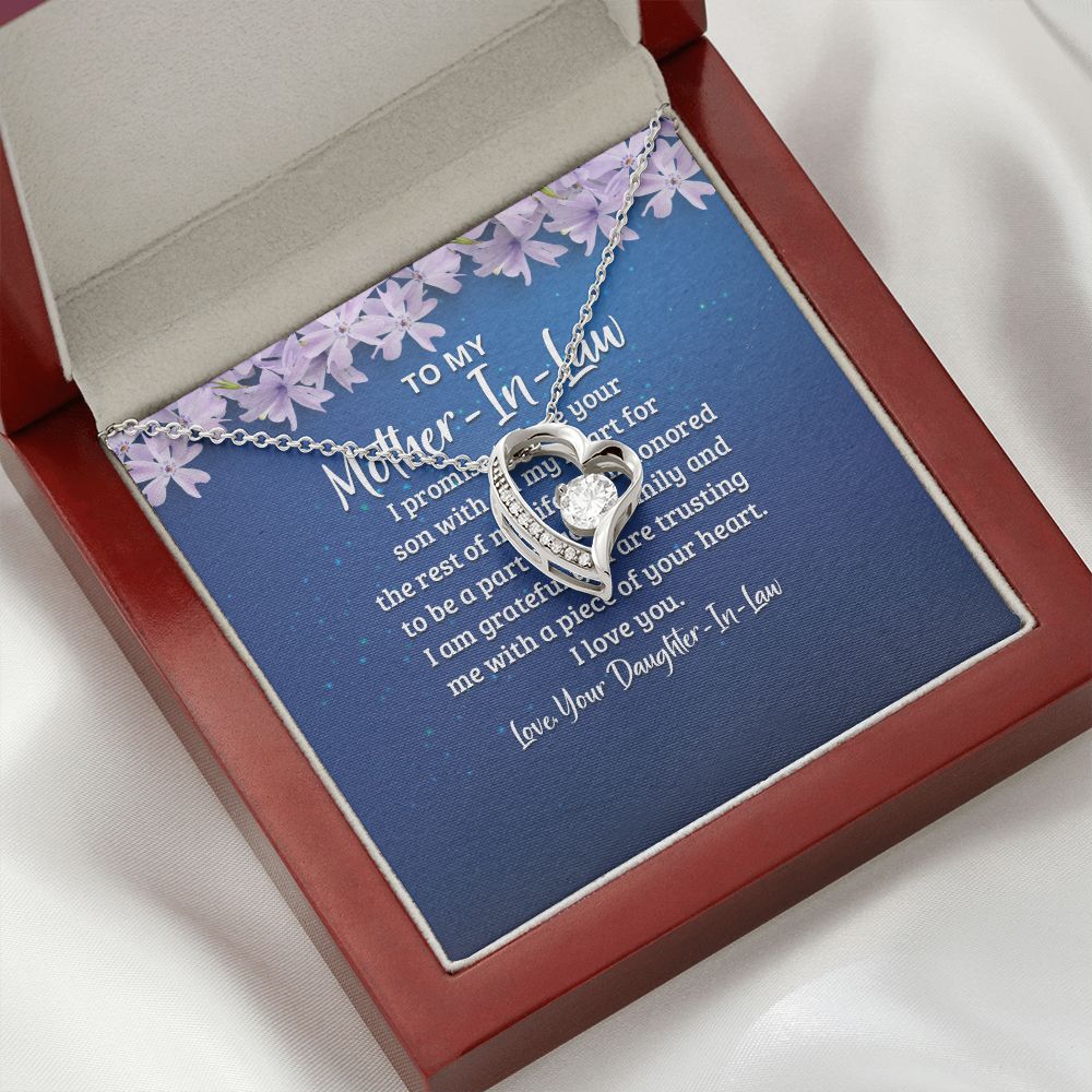 To My Mother-in-Law I Promise to Love Your Son Forever Necklace w Message Card-Express Your Love Gifts