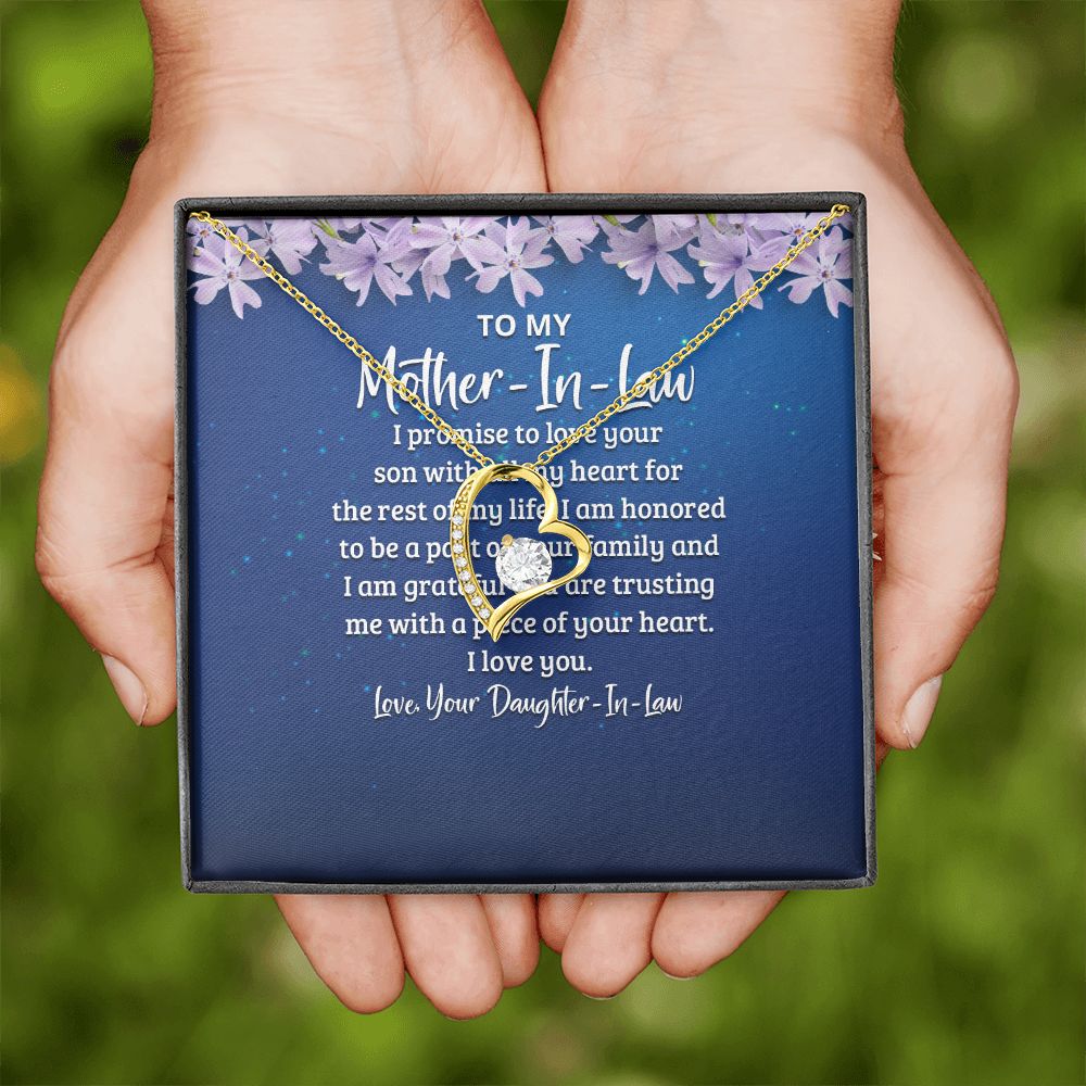 To My Mother-in-Law I Promise to Love Your Son Forever Necklace w Message Card-Express Your Love Gifts