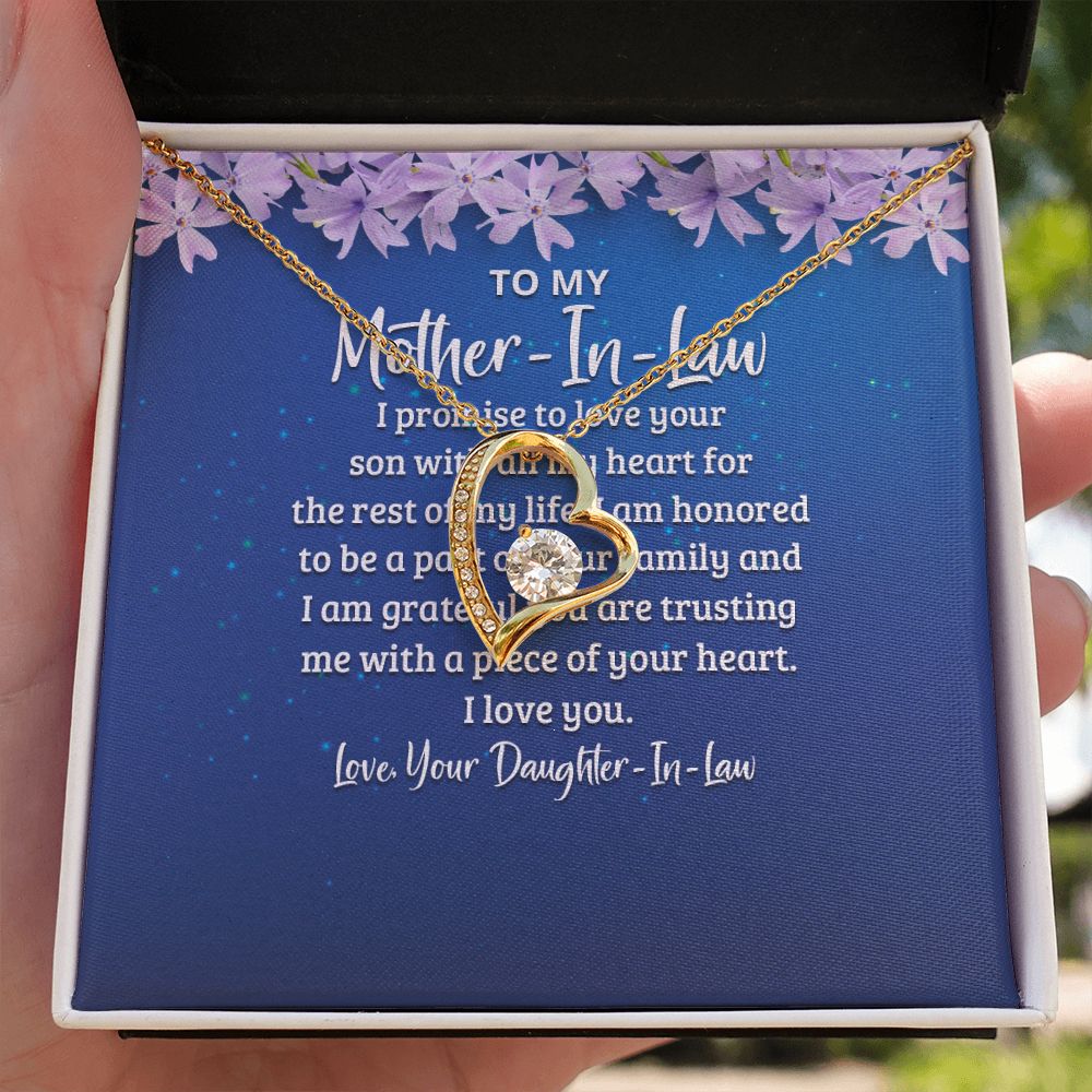 To My Mother-in-Law I Promise to Love Your Son Forever Necklace w Message Card-Express Your Love Gifts