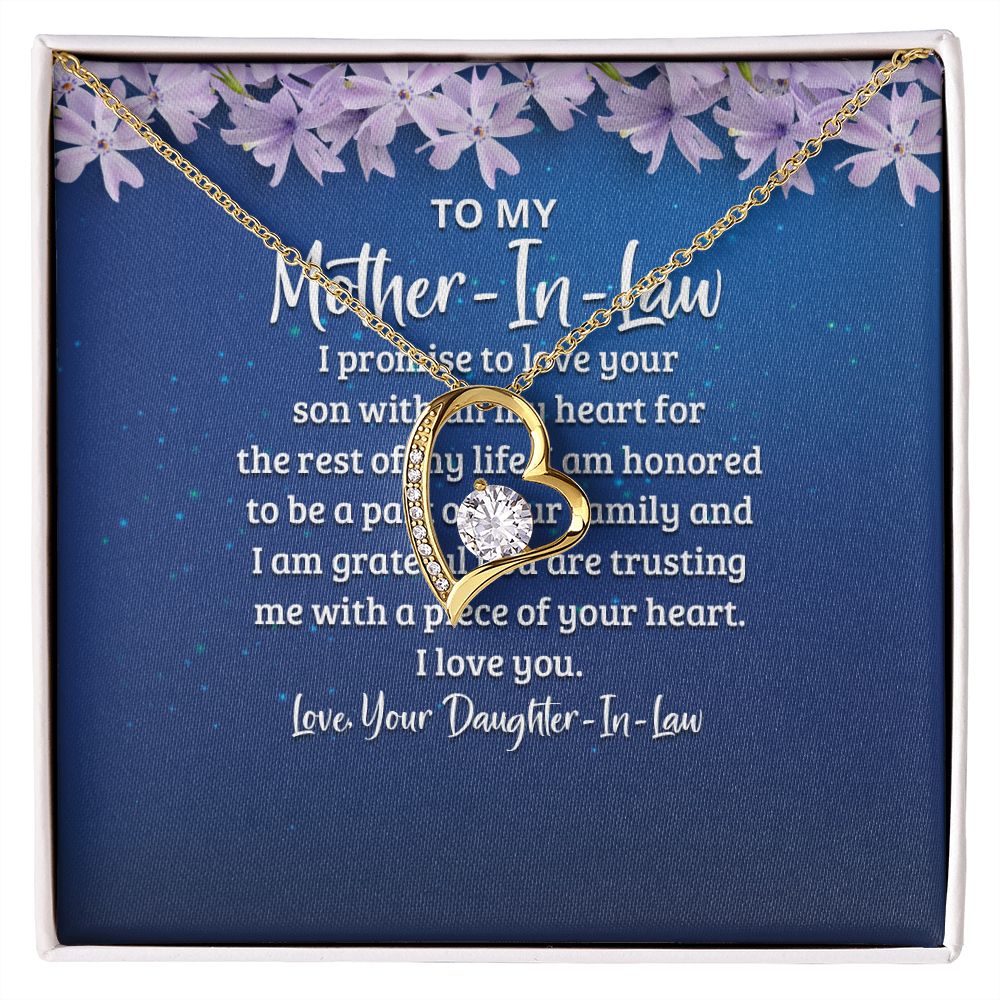 To My Mother-in-Law I Promise to Love Your Son Forever Necklace w Message Card-Express Your Love Gifts