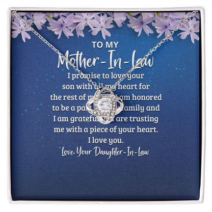 To My Mother-in-Law I Promise to Love Your Son Infinity Knot Necklace Message Card-Express Your Love Gifts