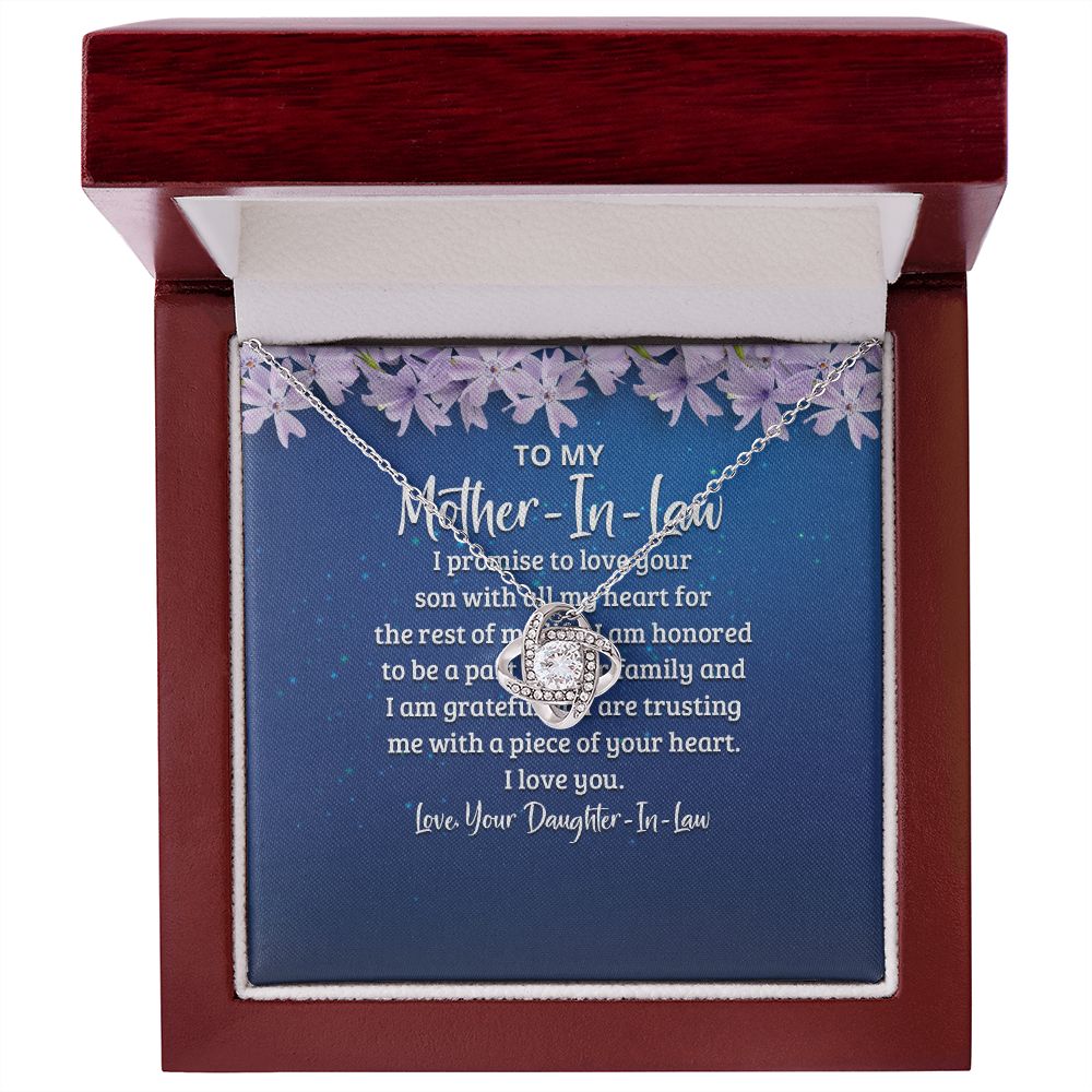 To My Mother-in-Law I Promise to Love Your Son Infinity Knot Necklace Message Card-Express Your Love Gifts