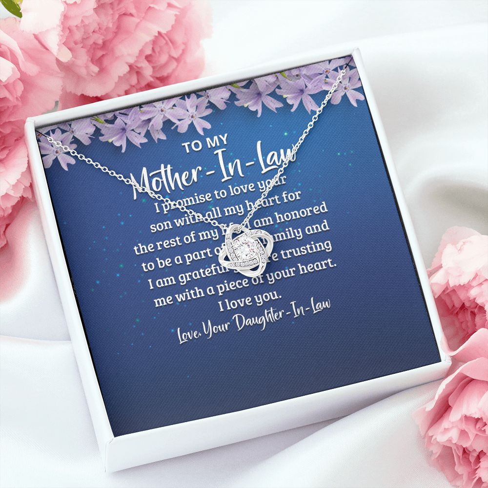 To My Mother-in-Law I Promise to Love Your Son Infinity Knot Necklace Message Card-Express Your Love Gifts