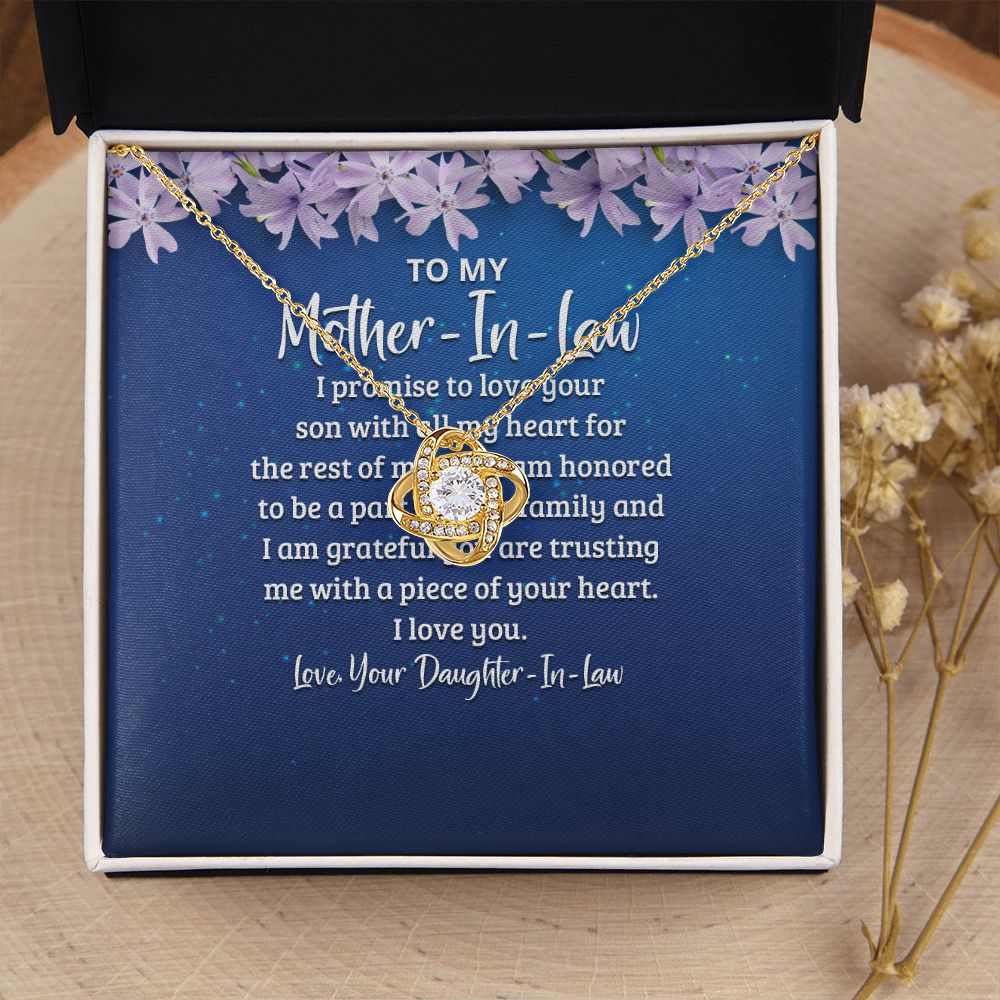 To My Mother-in-Law I Promise to Love Your Son Infinity Knot Necklace Message Card-Express Your Love Gifts