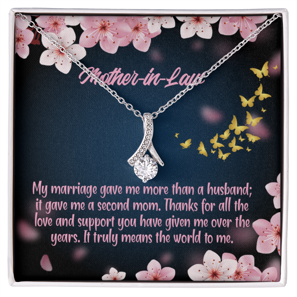 To My Mother-in-Law Marriage Second Mom Alluring Ribbon Necklace Message Card-Express Your Love Gifts