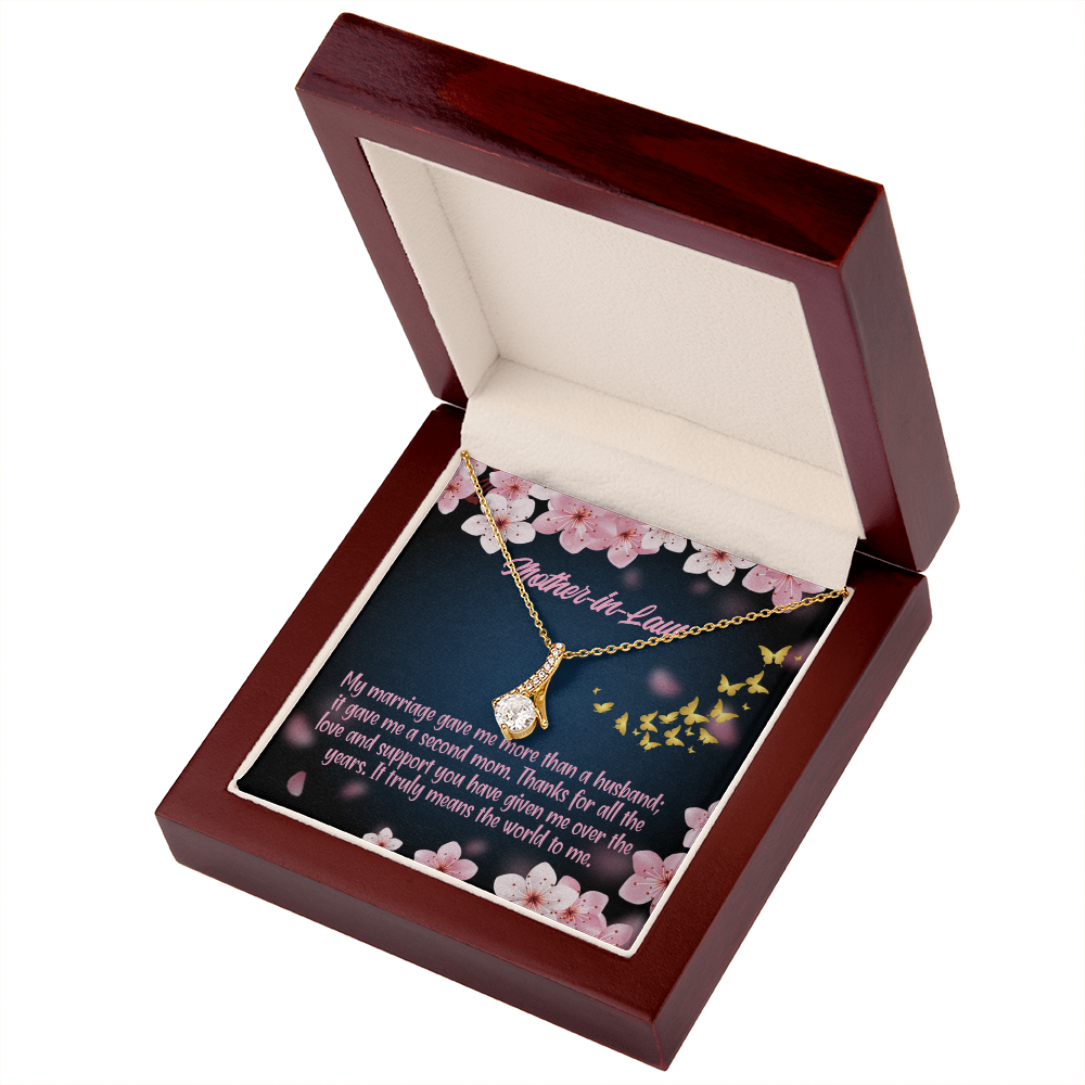 To My Mother-in-Law Marriage Second Mom Alluring Ribbon Necklace Message Card-Express Your Love Gifts