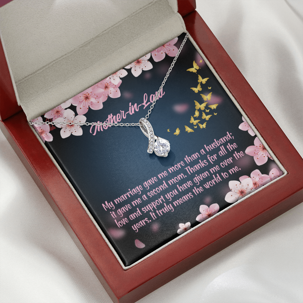 To My Mother-in-Law Marriage Second Mom Alluring Ribbon Necklace Message Card-Express Your Love Gifts