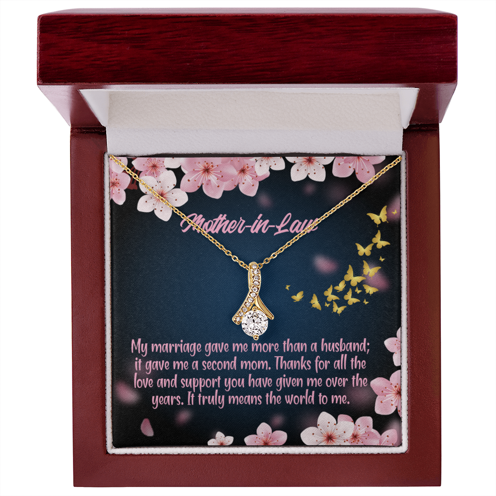 To My Mother-in-Law Marriage Second Mom Alluring Ribbon Necklace Message Card-Express Your Love Gifts