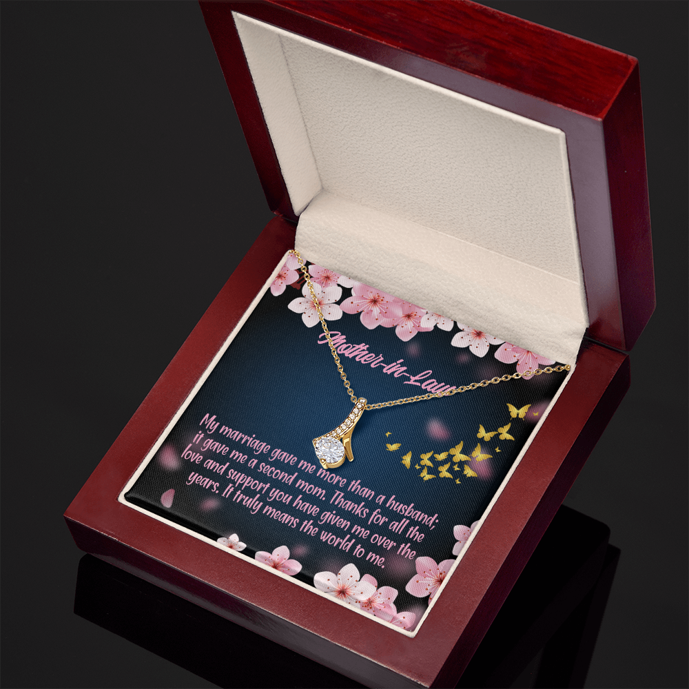 To My Mother-in-Law Marriage Second Mom Alluring Ribbon Necklace Message Card-Express Your Love Gifts