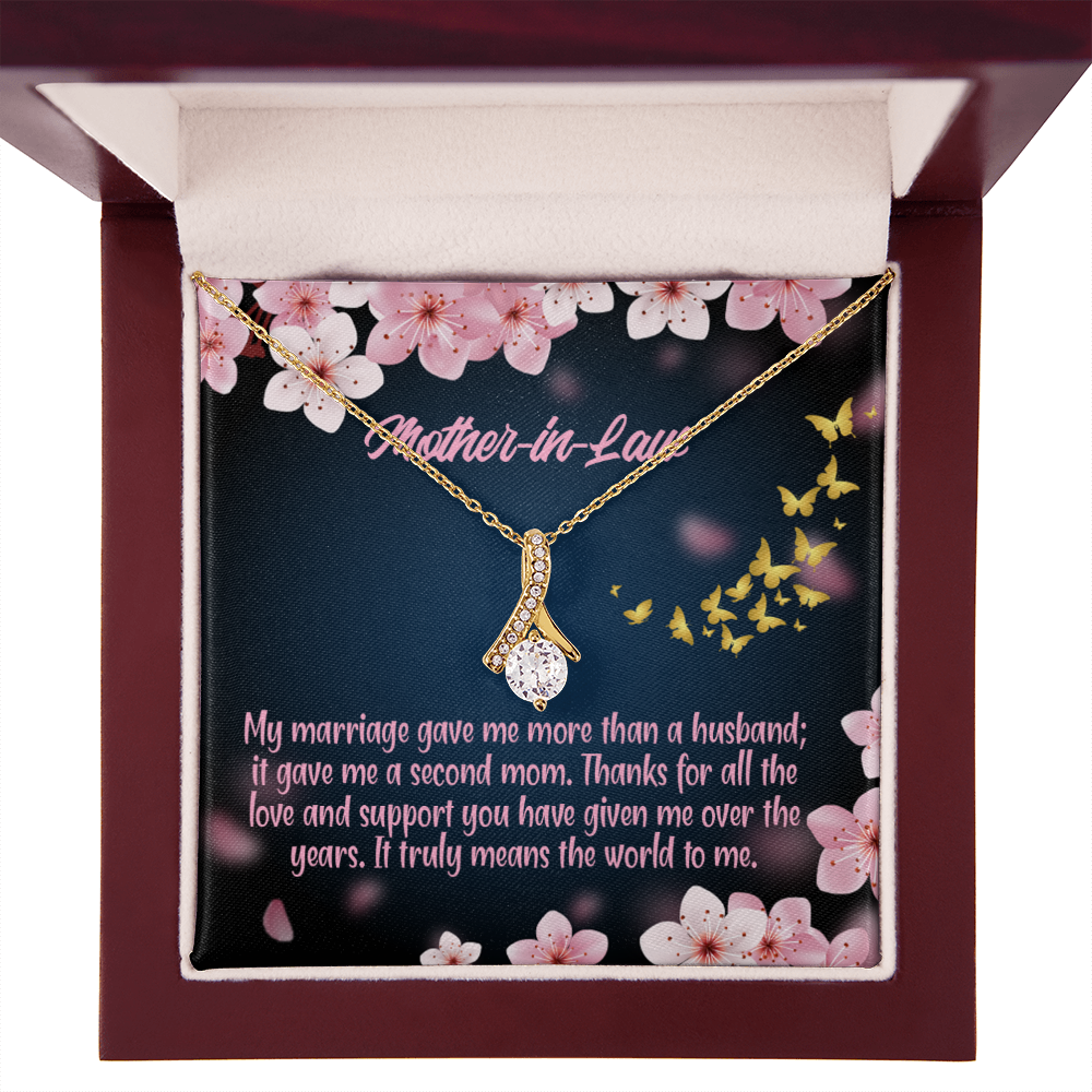 To My Mother-in-Law Marriage Second Mom Alluring Ribbon Necklace Message Card-Express Your Love Gifts