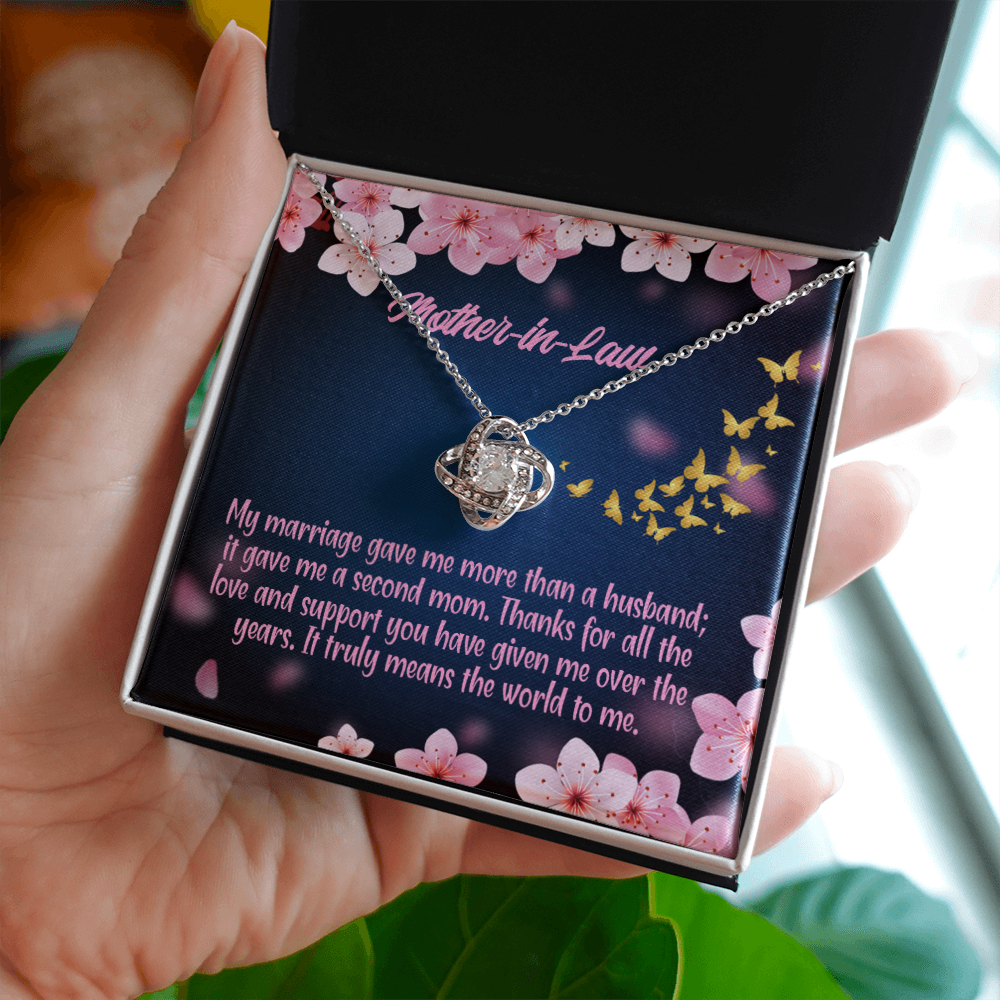 To My Mother-in-Law Marriage Second Mom Infinity Knot Necklace Message Card-Express Your Love Gifts