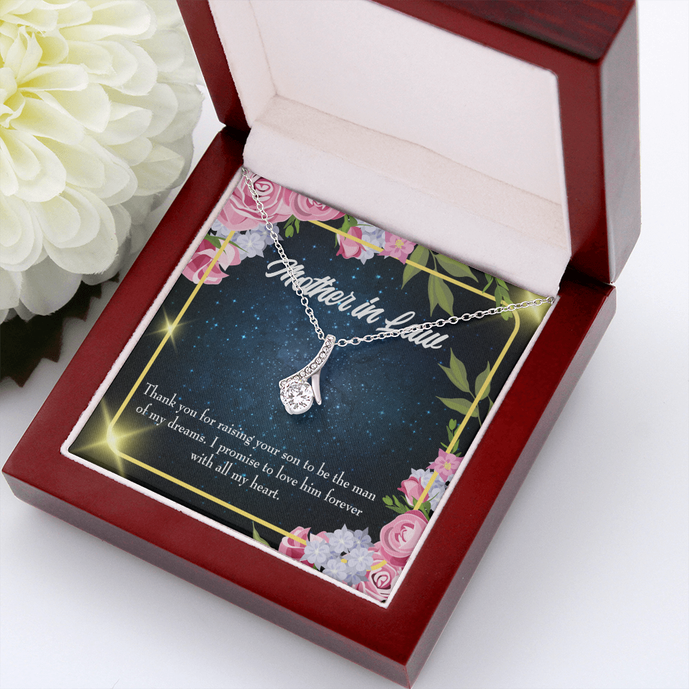 To My Mother-in-Law Mother in Love Alluring Ribbon Necklace Message Card-Express Your Love Gifts