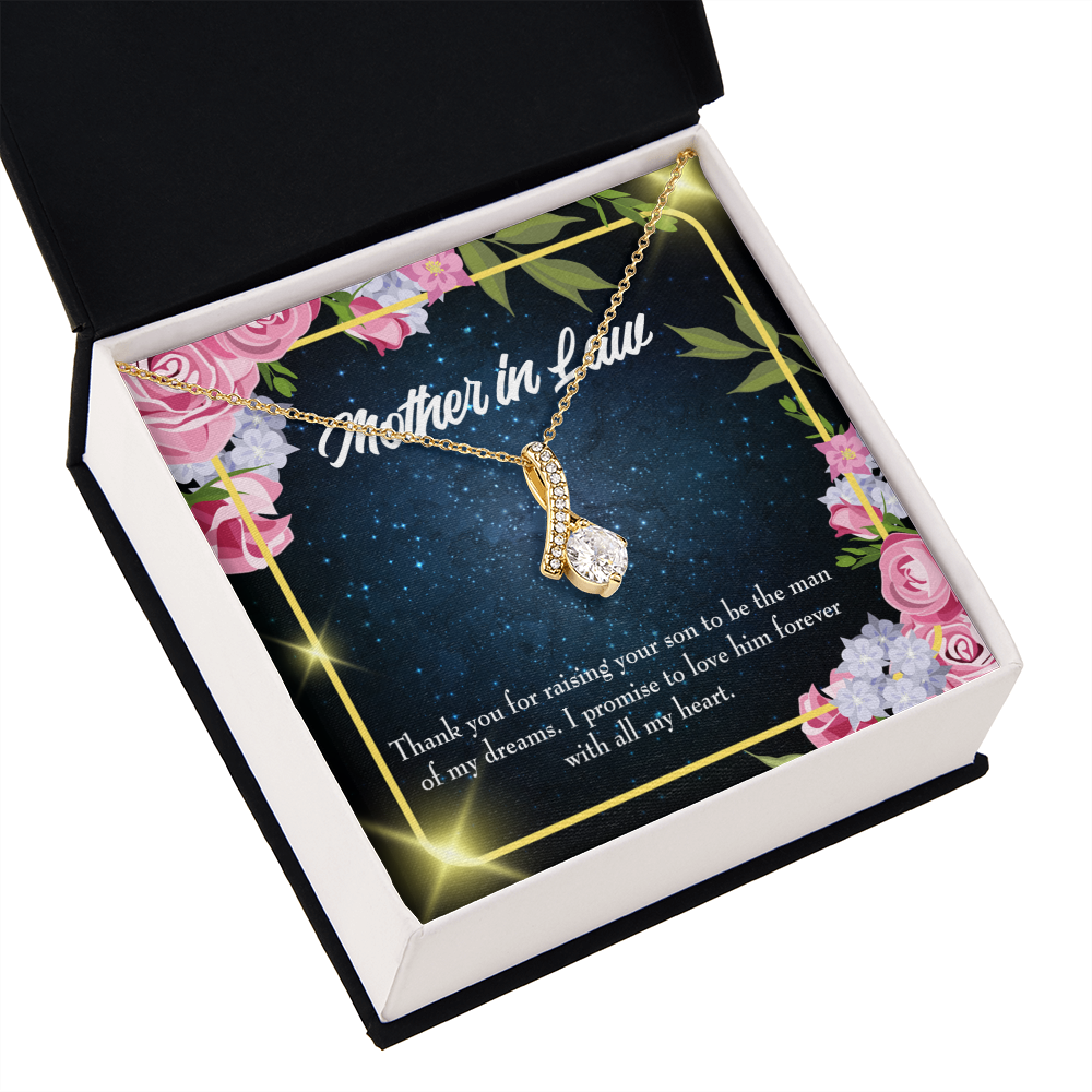 To My Mother-in-Law Mother in Love Alluring Ribbon Necklace Message Card-Express Your Love Gifts