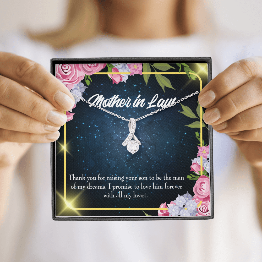 To My Mother-in-Law Mother in Love Alluring Ribbon Necklace Message Card-Express Your Love Gifts