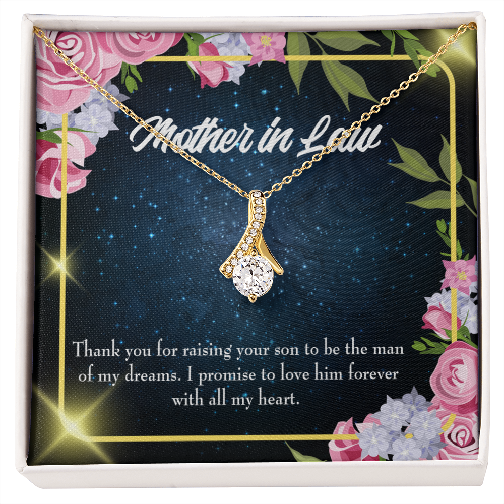 To My Mother-in-Law Mother in Love Alluring Ribbon Necklace Message Card-Express Your Love Gifts