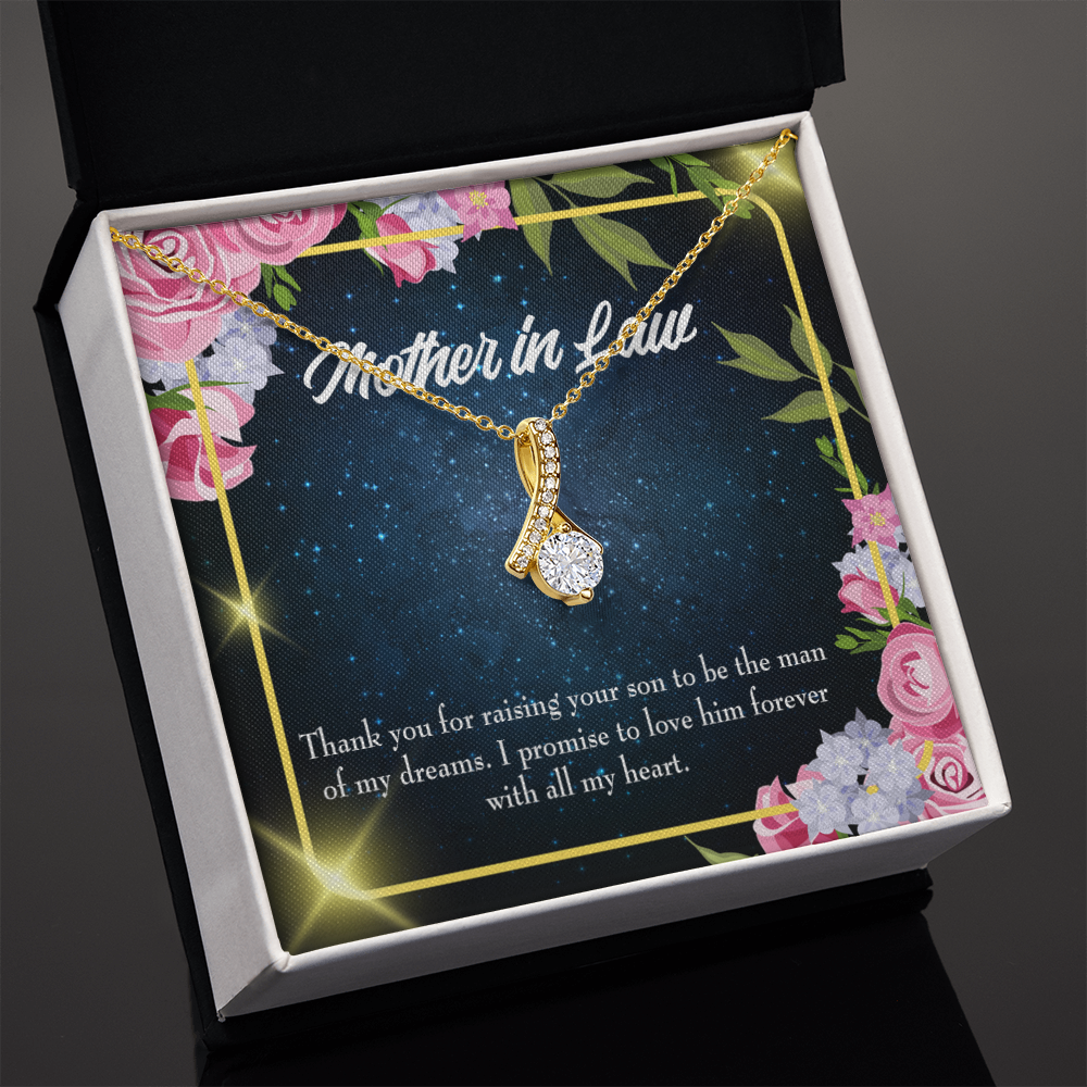 To My Mother-in-Law Mother in Love Alluring Ribbon Necklace Message Card-Express Your Love Gifts