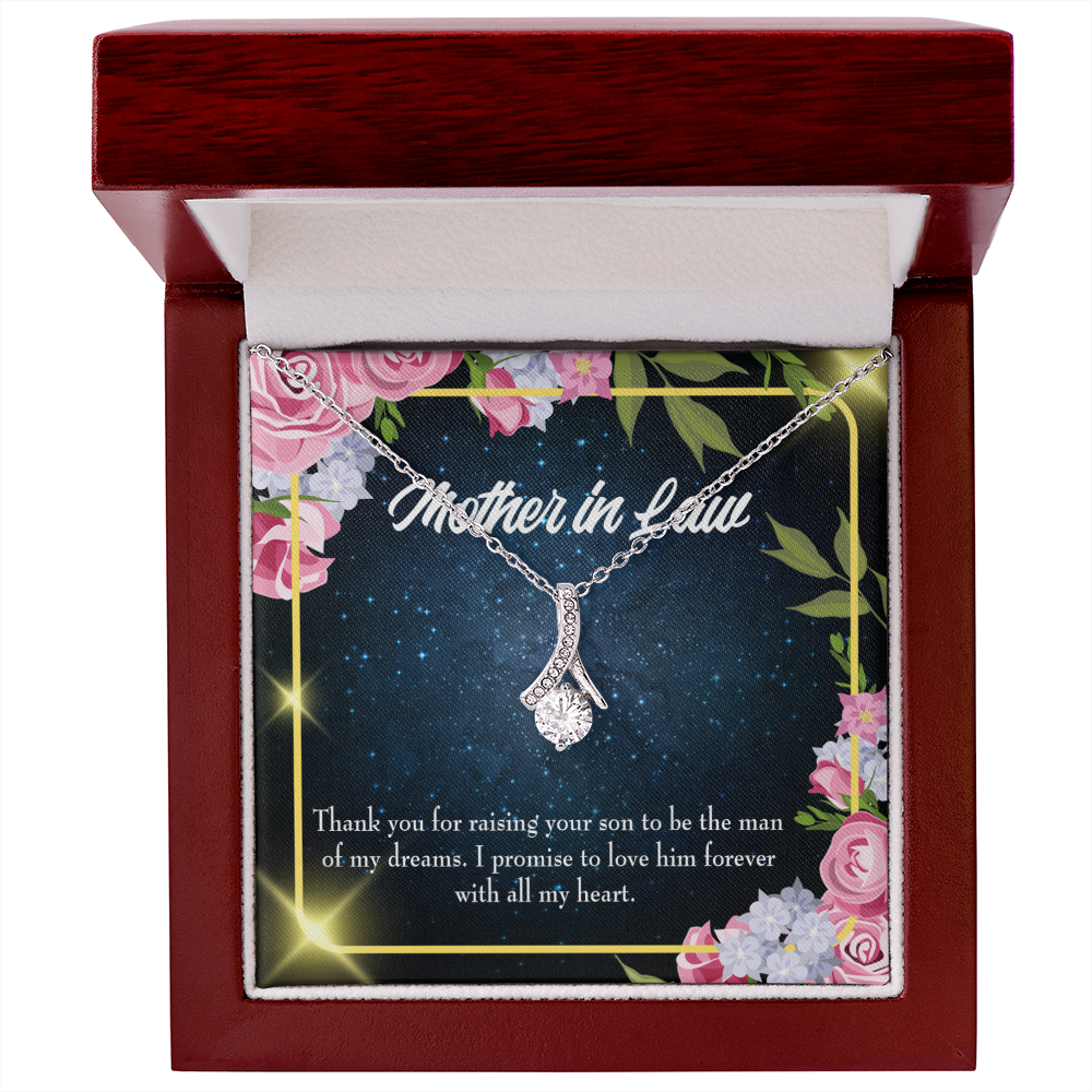 To My Mother-in-Law Mother in Love Alluring Ribbon Necklace Message Card-Express Your Love Gifts