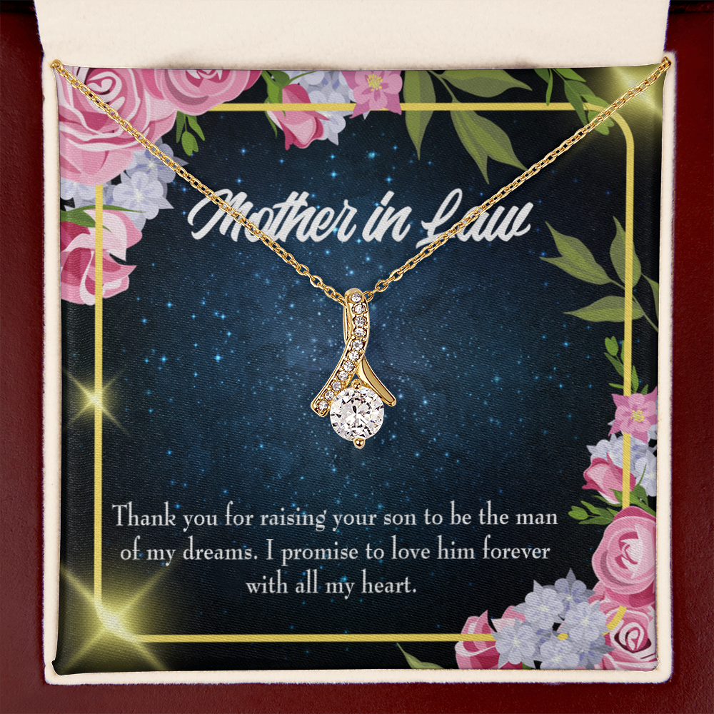 To My Mother-in-Law Mother in Love Alluring Ribbon Necklace Message Card-Express Your Love Gifts