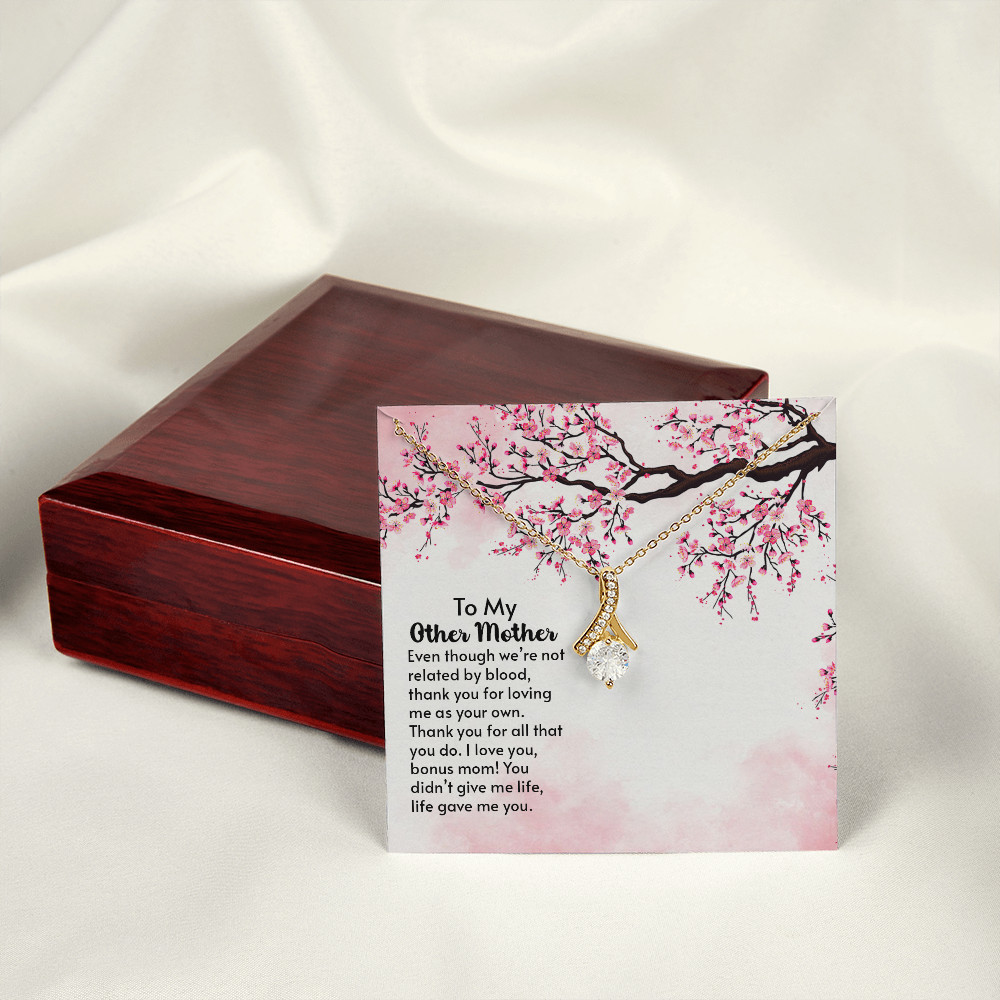 To My Mother-in-Law Other Mother Alluring Ribbon Necklace Message Card-Express Your Love Gifts