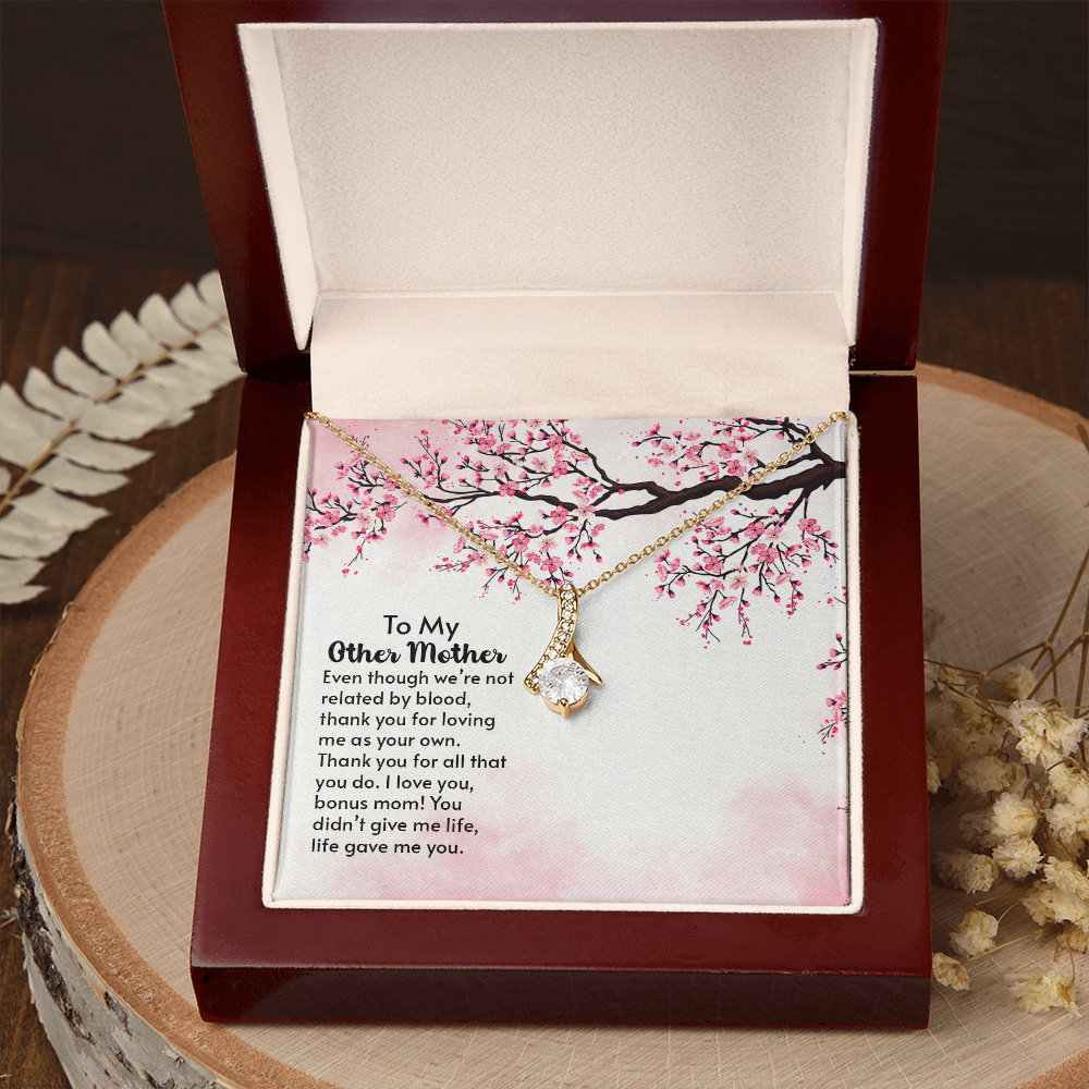 To My Mother-in-Law Other Mother Alluring Ribbon Necklace Message Card-Express Your Love Gifts