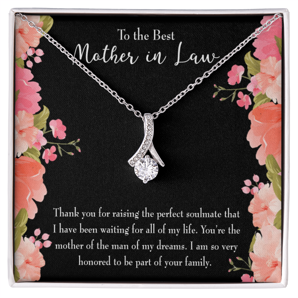 To My Mother-in-Law Perfect Soulmate Alluring Ribbon Necklace Message Card-Express Your Love Gifts