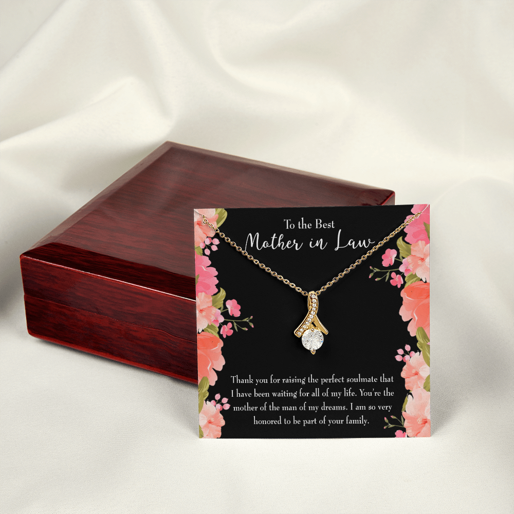 To My Mother-in-Law Perfect Soulmate Alluring Ribbon Necklace Message Card-Express Your Love Gifts