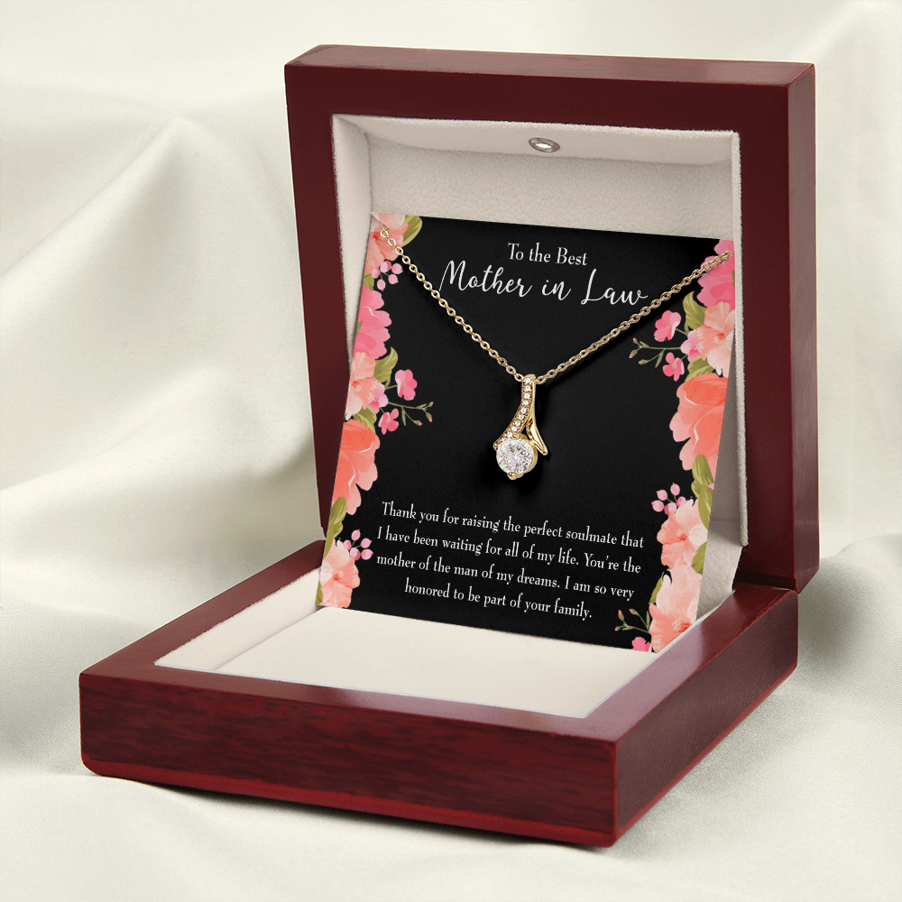 To My Mother-in-Law Perfect Soulmate Alluring Ribbon Necklace Message Card-Express Your Love Gifts