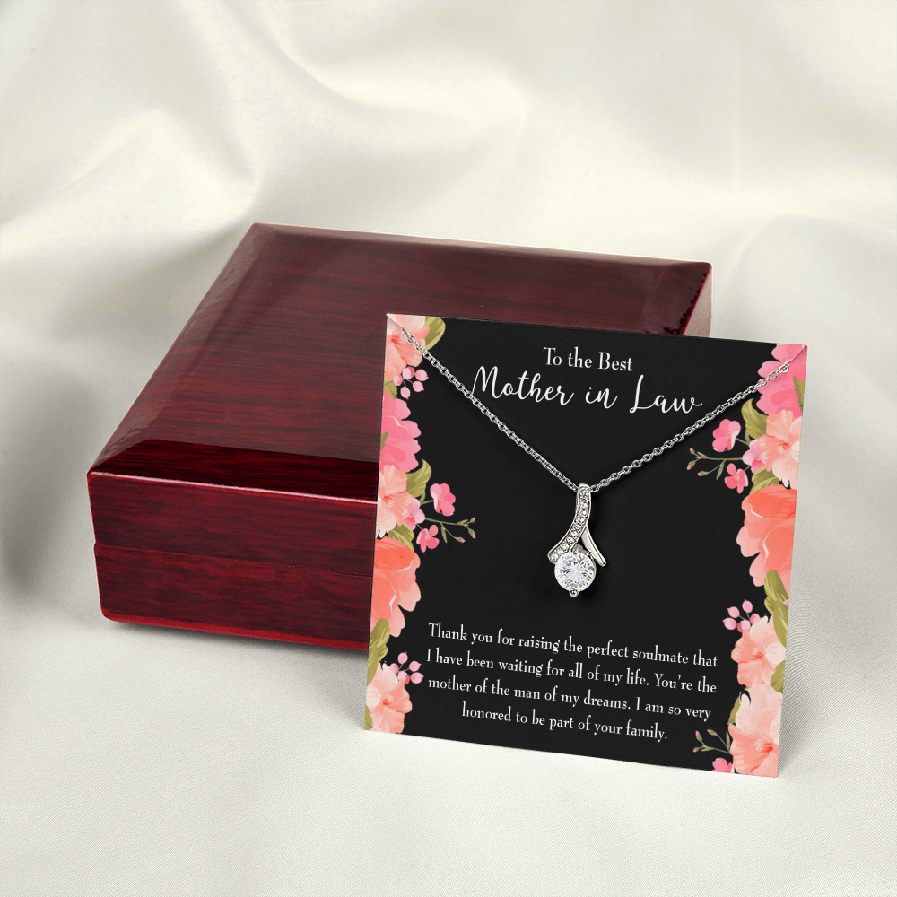 To My Mother-in-Law Perfect Soulmate Alluring Ribbon Necklace Message Card-Express Your Love Gifts