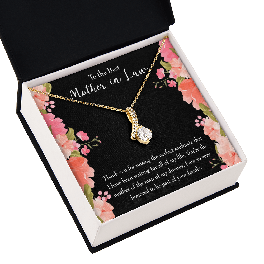 To My Mother-in-Law Perfect Soulmate Alluring Ribbon Necklace Message Card-Express Your Love Gifts