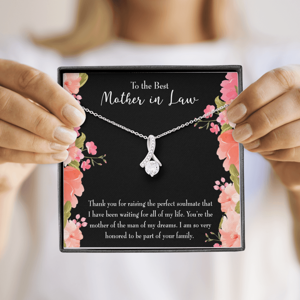 To My Mother-in-Law Perfect Soulmate Alluring Ribbon Necklace Message Card-Express Your Love Gifts