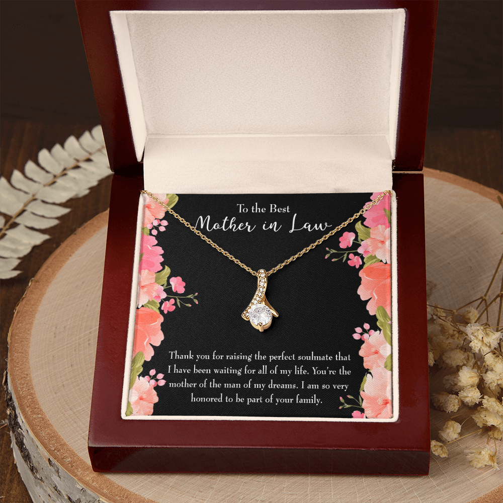 To My Mother-in-Law Perfect Soulmate Alluring Ribbon Necklace Message Card-Express Your Love Gifts