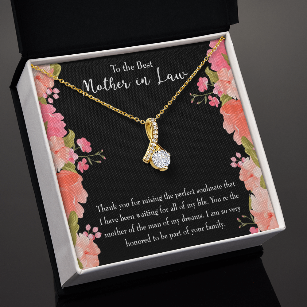 To My Mother-in-Law Perfect Soulmate Alluring Ribbon Necklace Message Card-Express Your Love Gifts