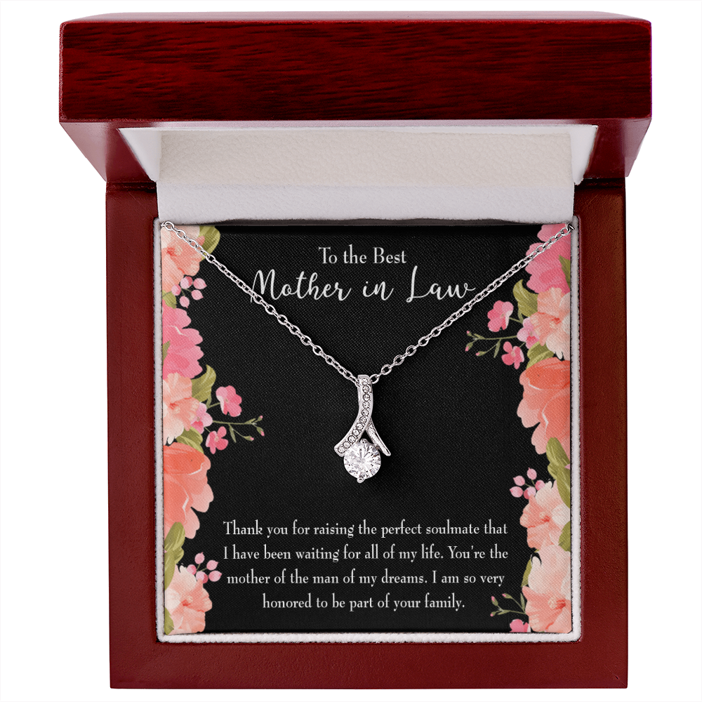 To My Mother-in-Law Perfect Soulmate Alluring Ribbon Necklace Message Card-Express Your Love Gifts