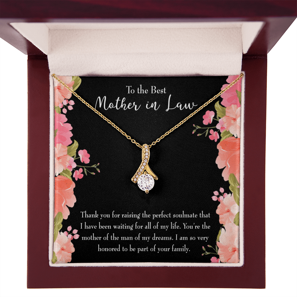 To My Mother-in-Law Perfect Soulmate Alluring Ribbon Necklace Message Card-Express Your Love Gifts