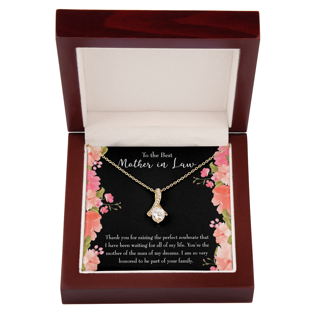 To My Mother-in-Law Perfect Soulmate Alluring Ribbon Necklace Message Card-Express Your Love Gifts