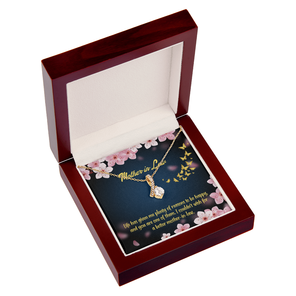 To My Mother-in-Law Plenty of Reasons Alluring Ribbon Necklace Message Card-Express Your Love Gifts