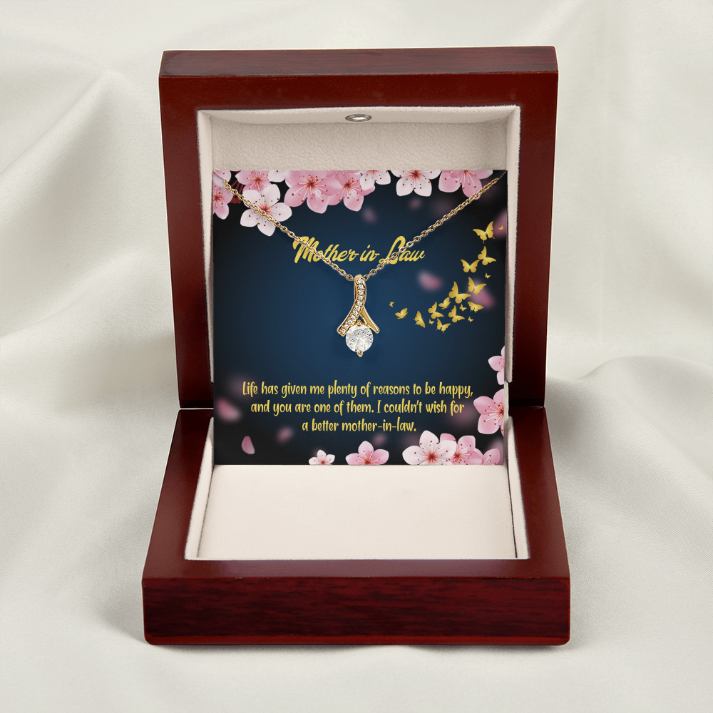 To My Mother-in-Law Plenty of Reasons Alluring Ribbon Necklace Message Card-Express Your Love Gifts