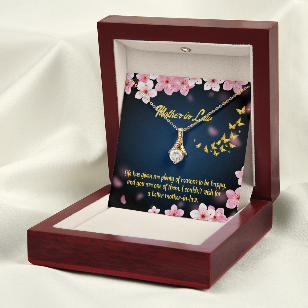 To My Mother-in-Law Plenty of Reasons Alluring Ribbon Necklace Message Card-Express Your Love Gifts